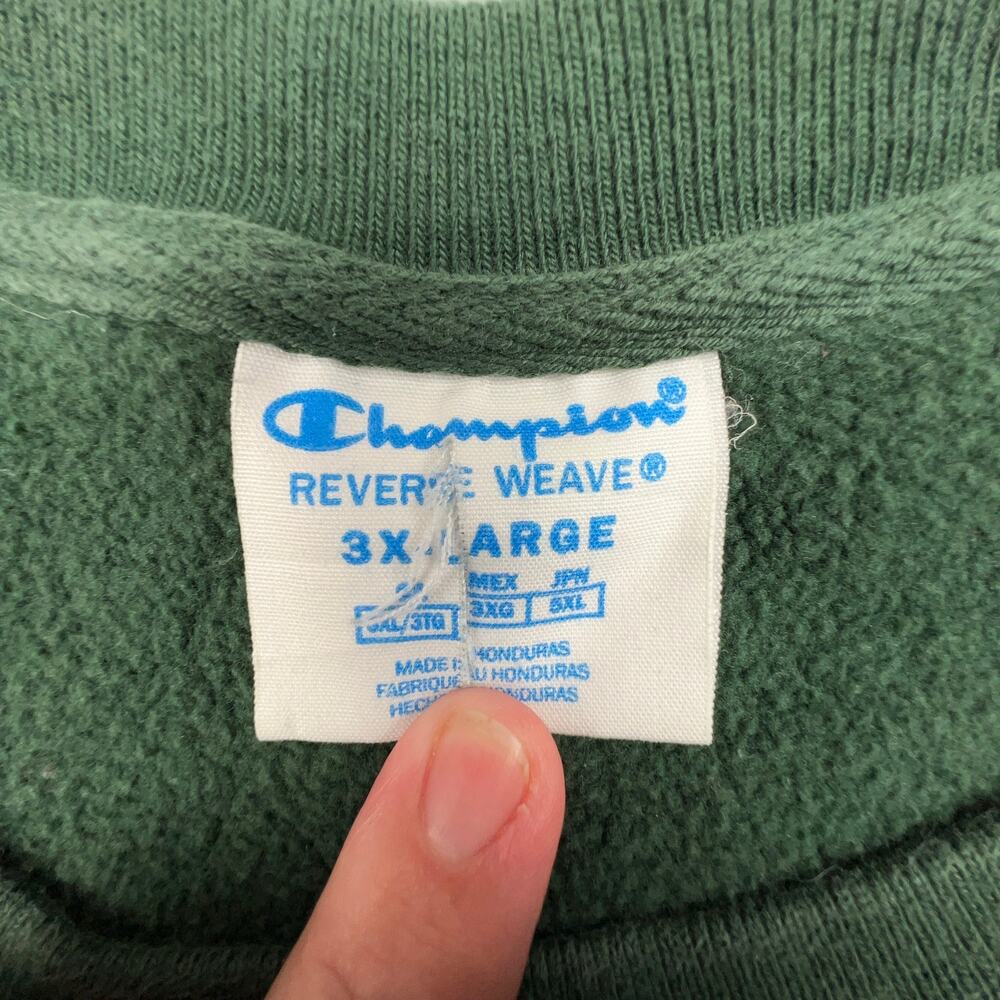 Champion Reverse Weave Crewneck Sweatshirt Green 3XL Oversized Fit - Picture 8 of 9